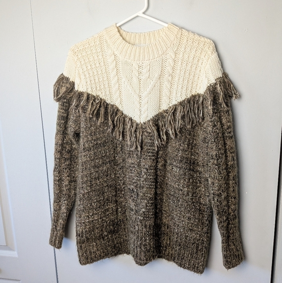 THAKOON Knit Wool Women Crewneck Size Small Green/Brown And Cream Color - Picture 1 of 9